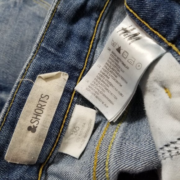 H&M shorts 36 EUR 6 US denim jean side split shortie stretch summer &Shorts - Picture 13 of 15